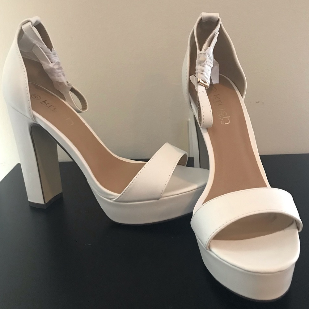 White Block Heel with Platform